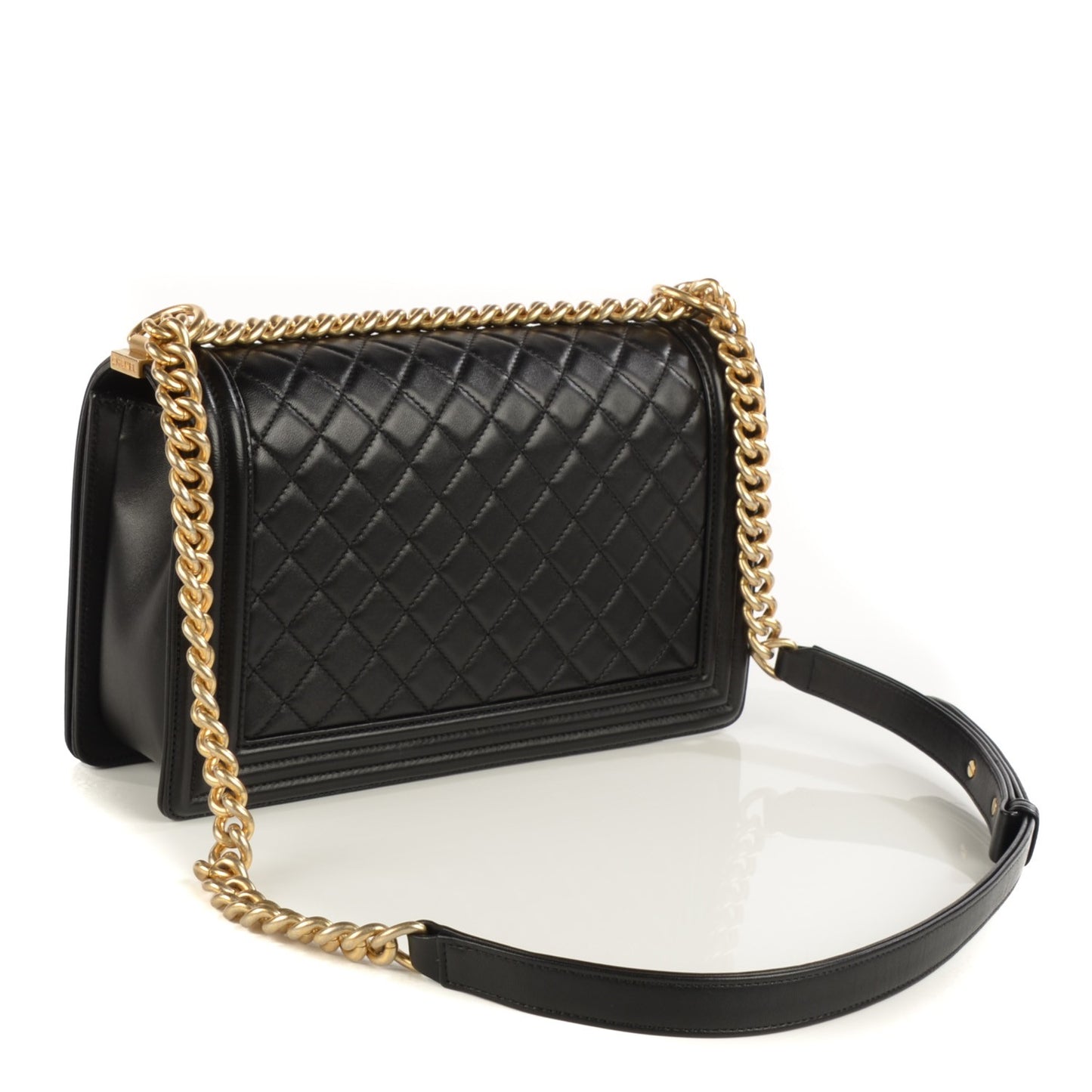 Lambskin Quilted New Medium Boy Flap Black