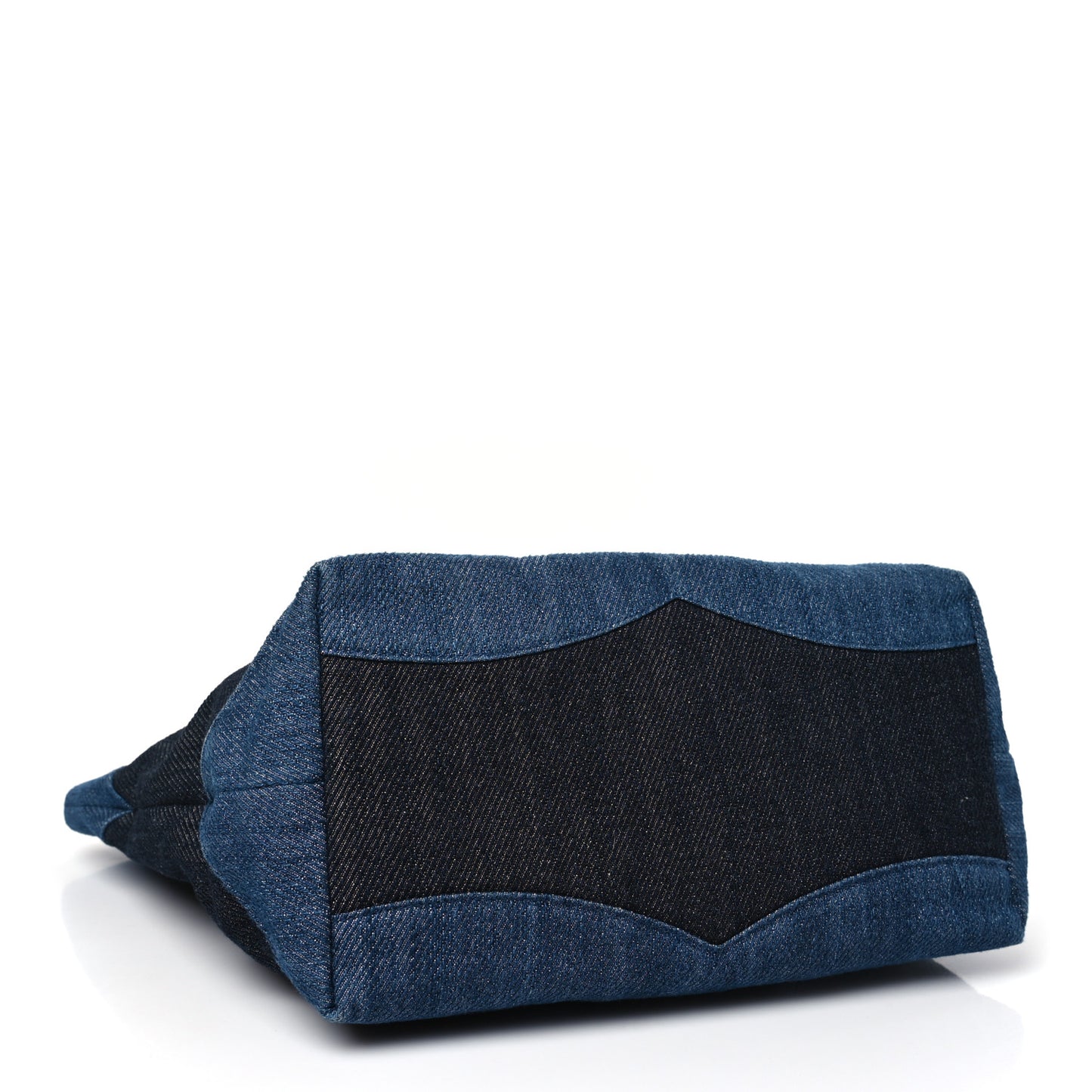 Denim Large Two Tone CC Shopping Tote Blue