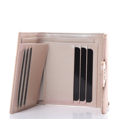 Chanel Metallic Caviar Chevron Quilted Compact Flap Wallet Light Gold 5 of 8