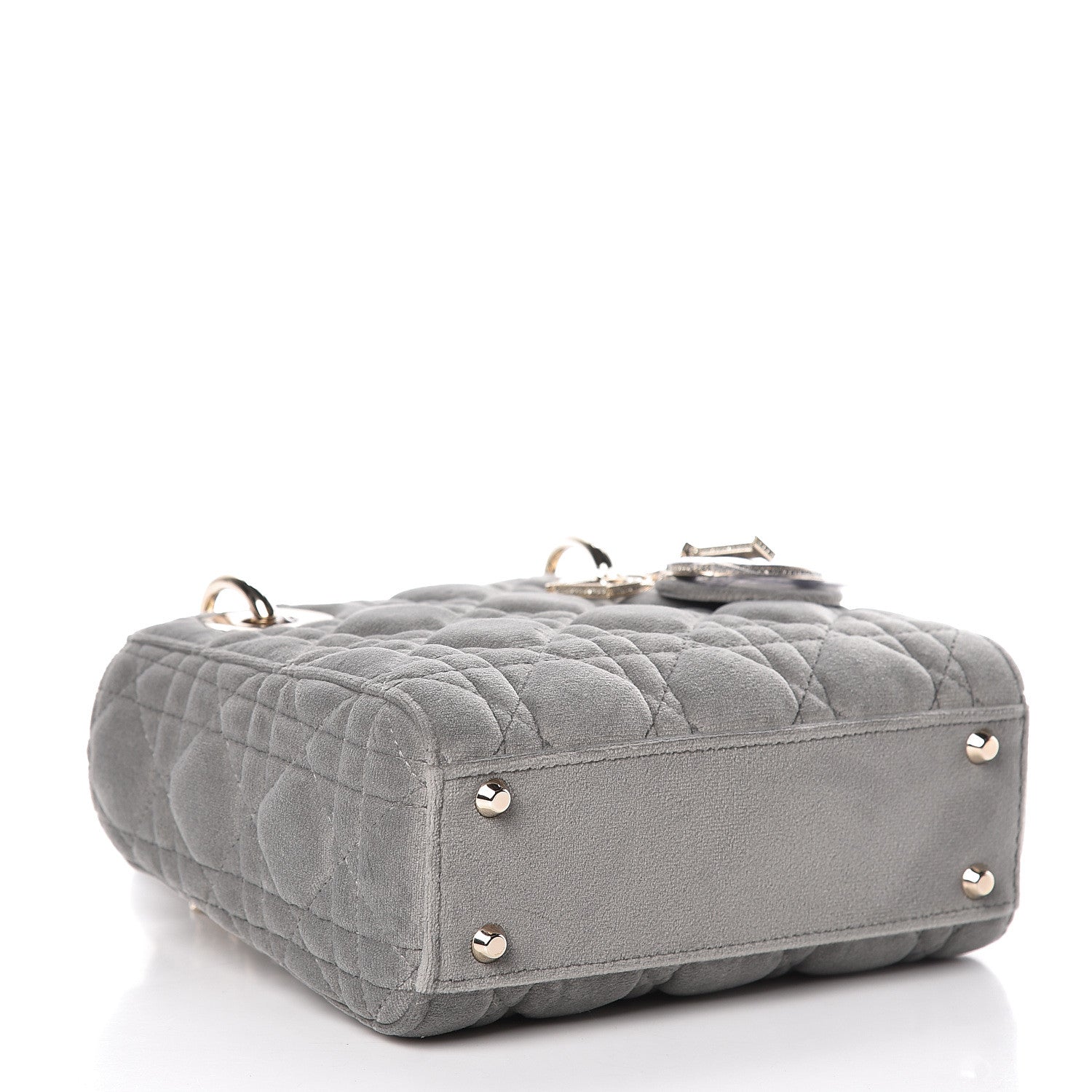 Christian Dior Velvet Mini Lady Dior Gray 4 of 11