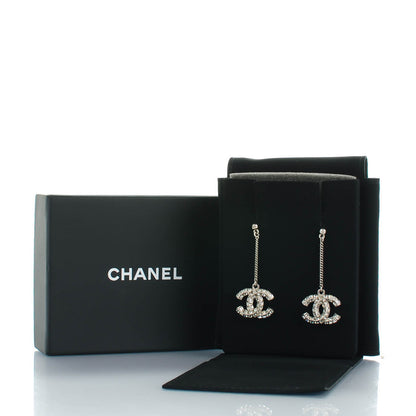 Chanel Baguette Crystal CC Dangle Earrings Silver 4 of 4