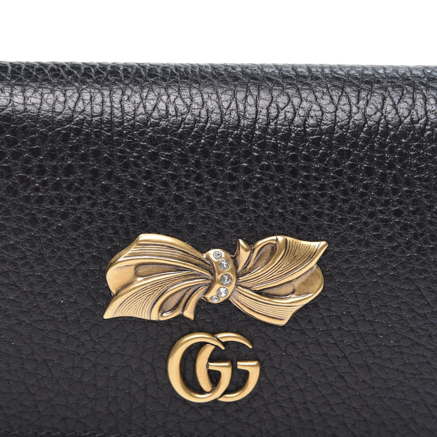 Calfskin GG Marmont Bow Card Case Black
