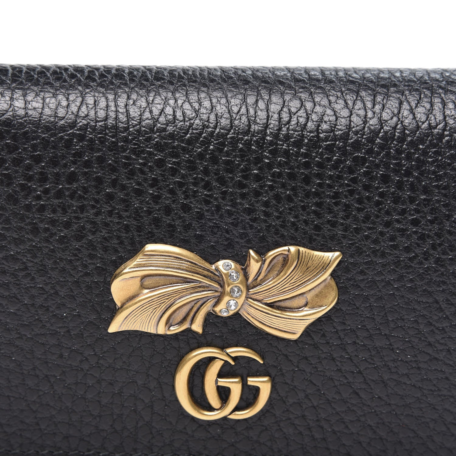 Gucci Calfskin GG Marmont Bow Card Case Black 10 of 11