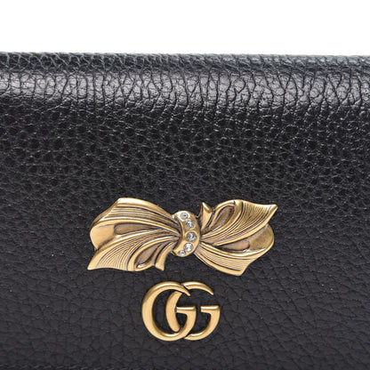 Gucci Calfskin GG Marmont Bow Card Case Black 10 of 11