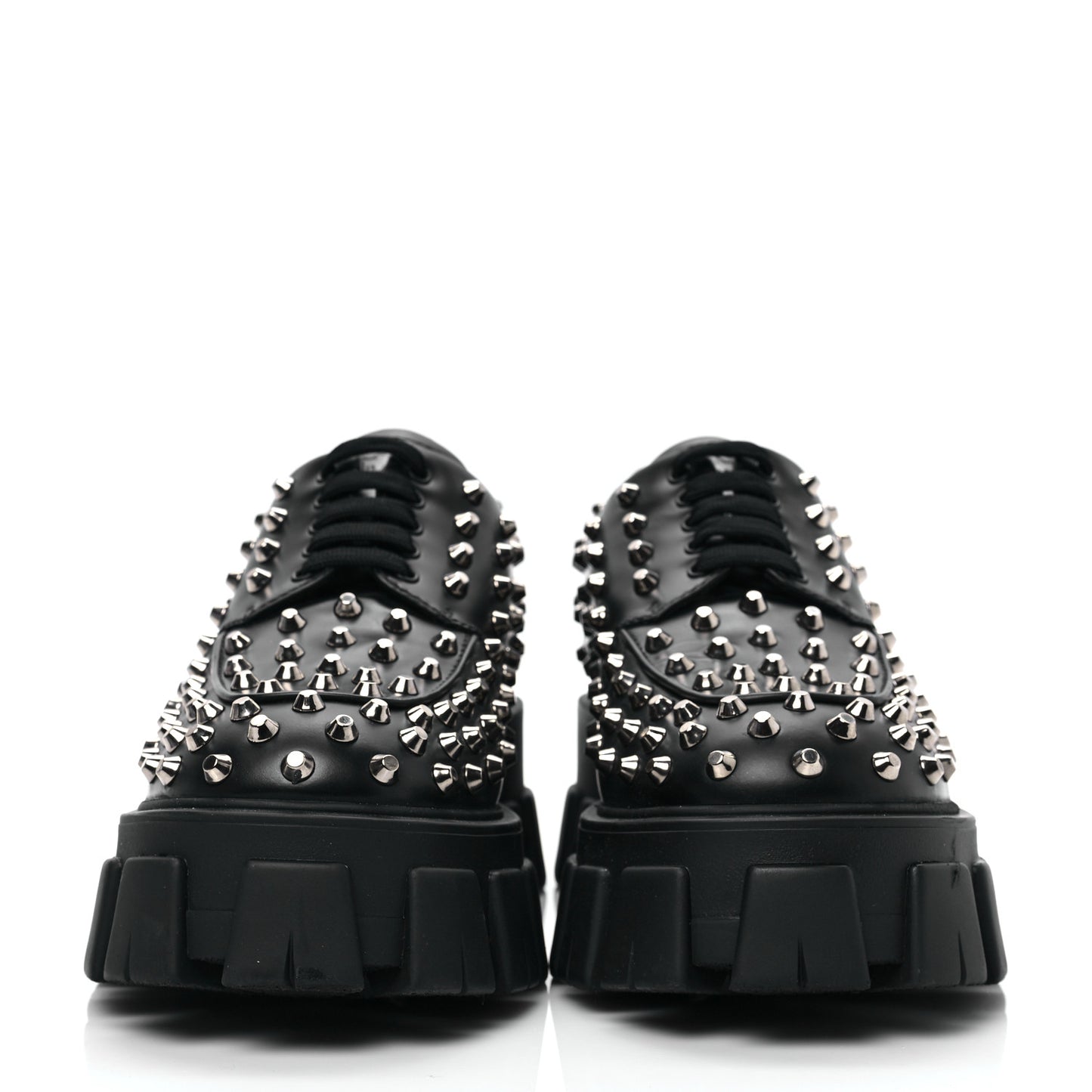 Spazzolato Rois Studded Lace Up Monolith 55mm Derby Loafers 39.5 Black