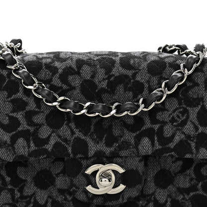 Chanel Printed Denim Quilted Flower Mini Rectangular Flap Black 8 of 11