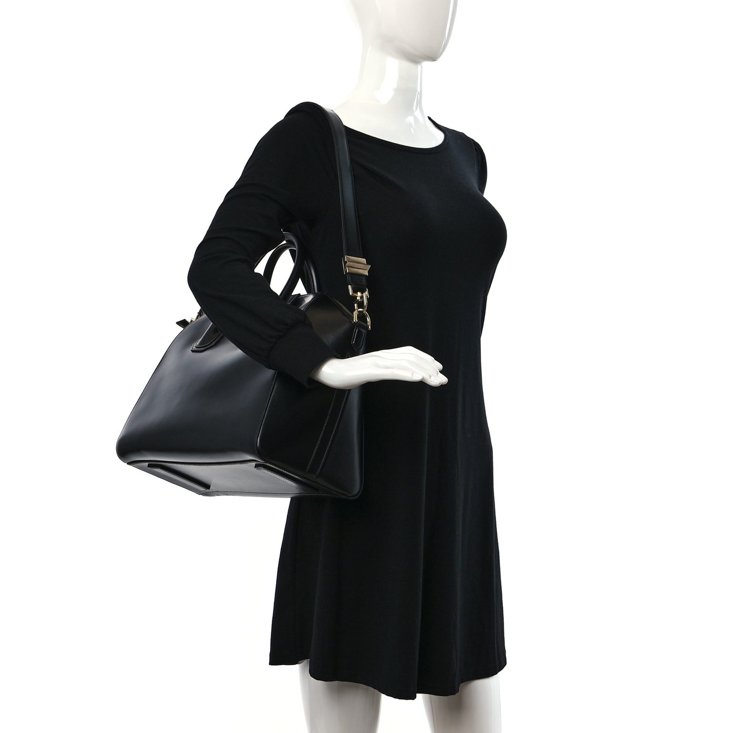 Shiny Lord Calfskin Medium Antigona Black