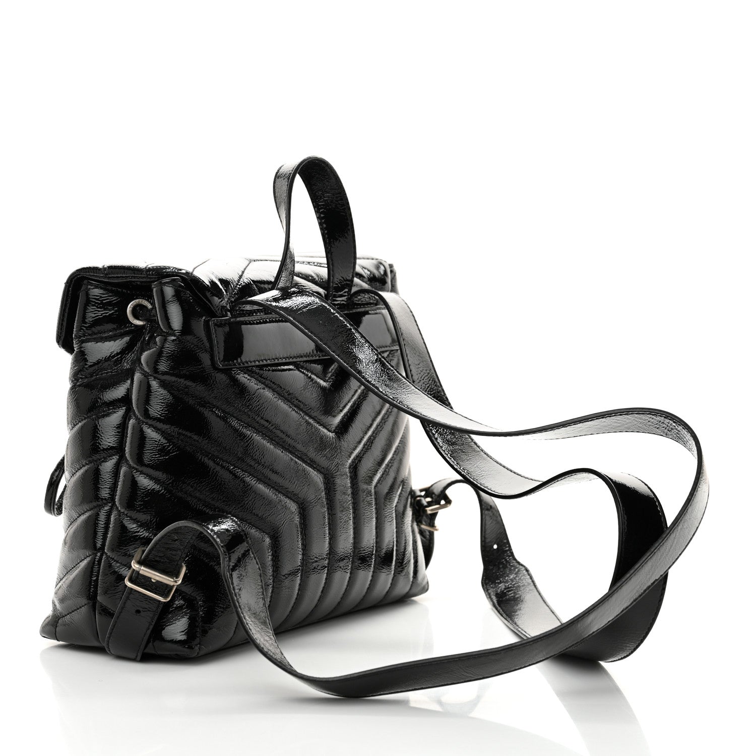 Saint Laurent Patent Y Quilted Monogram Small Loulou Backpack Black 2 of 10