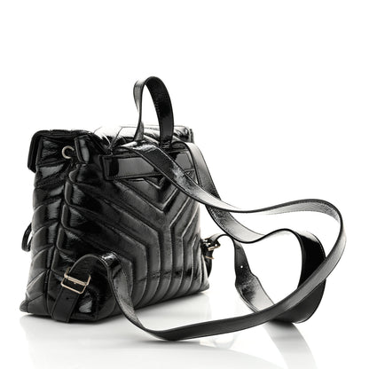 Saint Laurent Patent Y Quilted Monogram Small Loulou Backpack Black 2 of 10