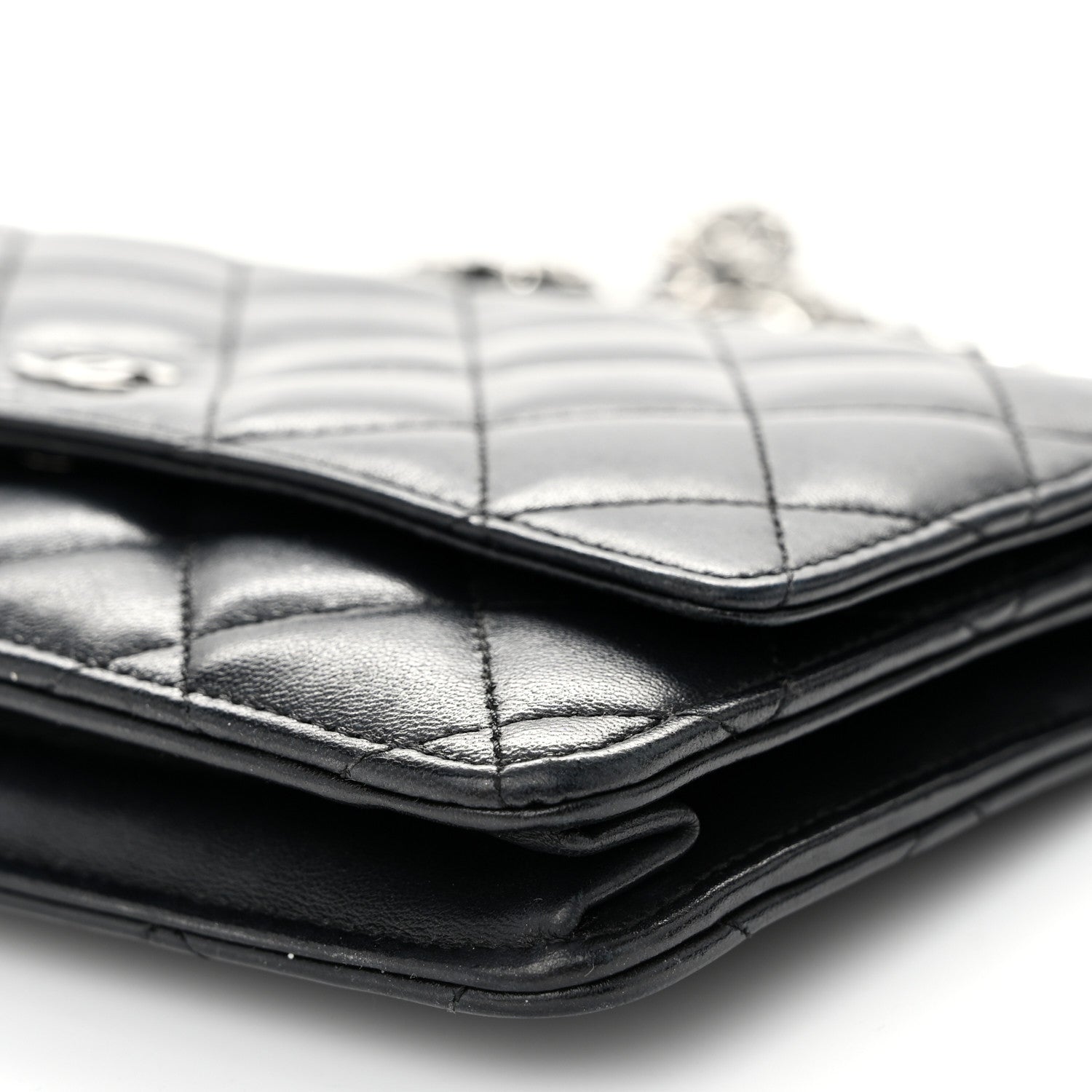 Chanel Lambskin Quilted Wallet On Chain WOC Black 11 of 12