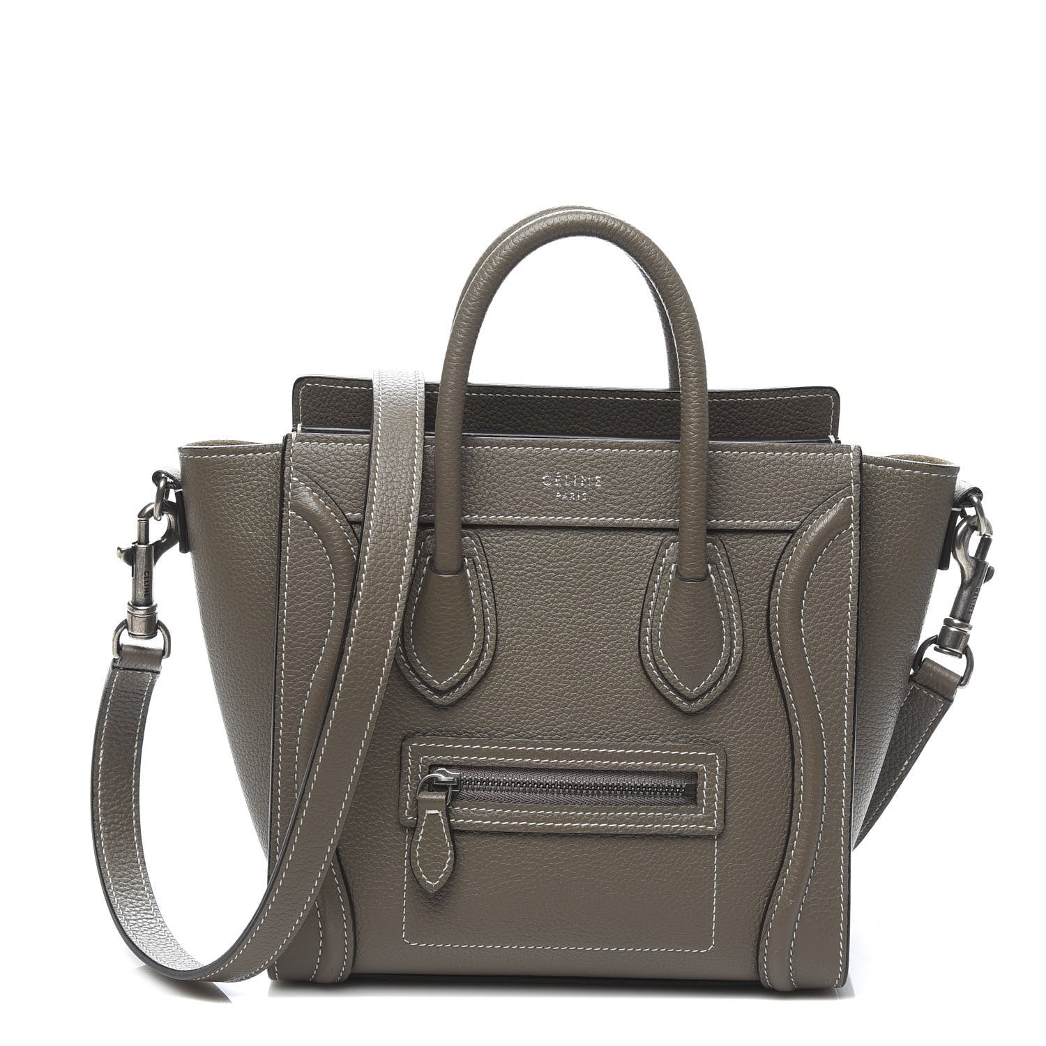 Celine Drummed Calfskin Nano Luggage Souris 1 of 12