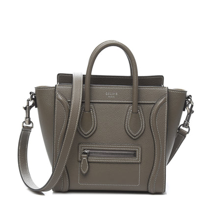 Celine Drummed Calfskin Nano Luggage Souris 1 of 12