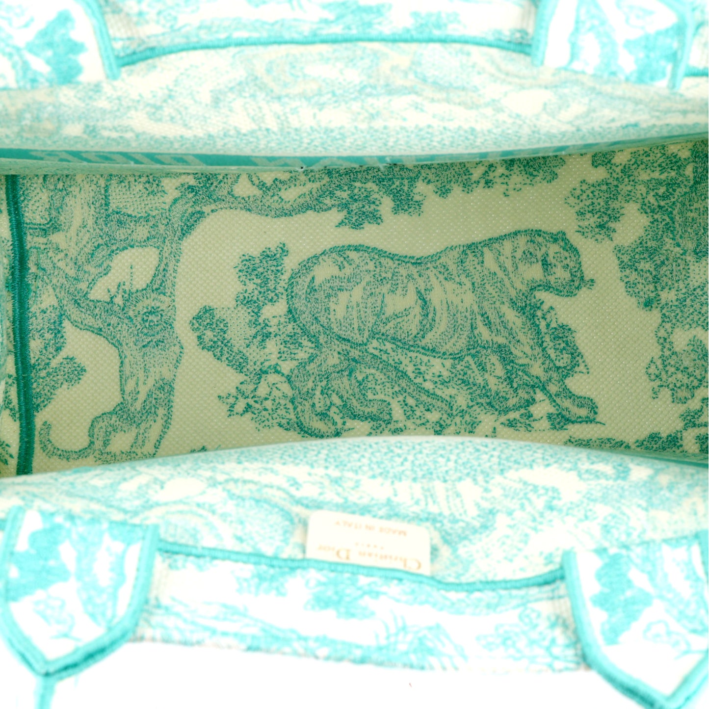 Canvas Embroidered Medium Dioriviera Toile De Jouy Book Tote Aquamarina