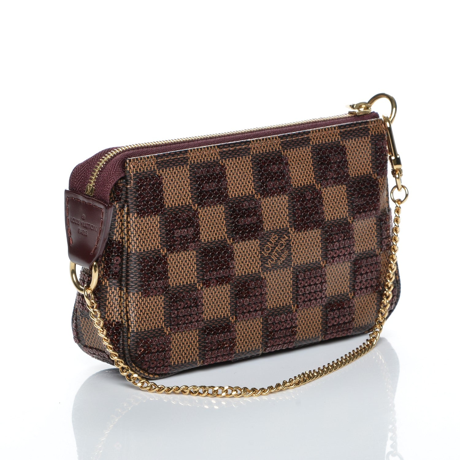 Louis Vuitton Damier Paillettes Mini Pochette Accessories Red 3 of 7