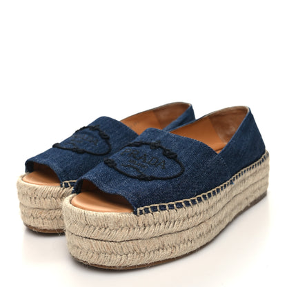 Prada Denim Logo Espadrille Loafers 39.5 Blue 3 of 9