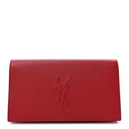 Saint Laurent SAINT LAURENT Calfskin Monogram Large Belle De Jour Clutch Red 1 of 12
