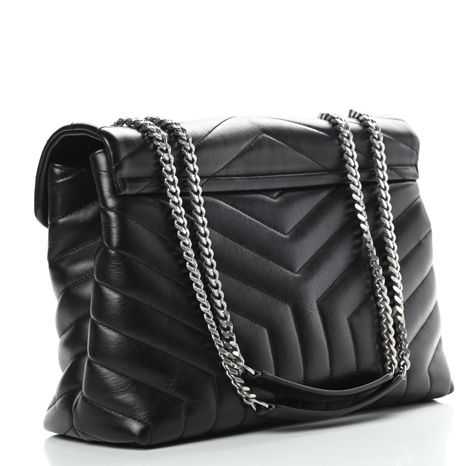 Saint Laurent Calfskin Y Quilted Monogram Medium Loulou Chain Satchel Black 4 of 15