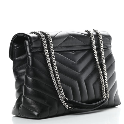 Saint Laurent Calfskin Y Quilted Monogram Medium Loulou Chain Satchel Black 4 of 15