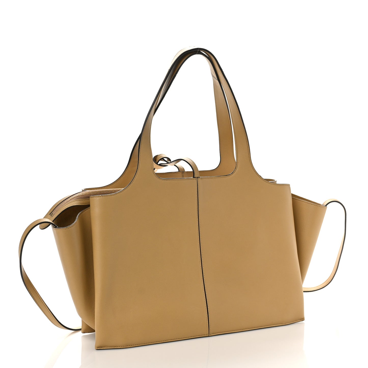Supple Natural Calfskin Medium Tri-Fold Bag Blonde