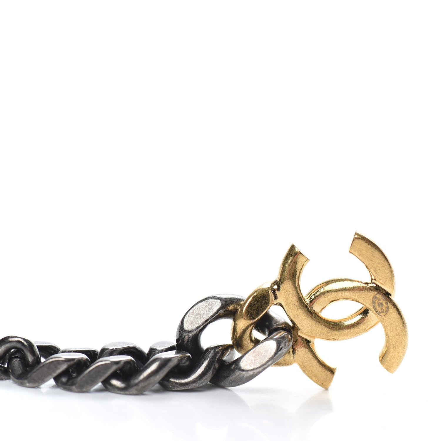 Chanel Metal CC Pick Drop Earrings Ruthenium Gold 3 of 5