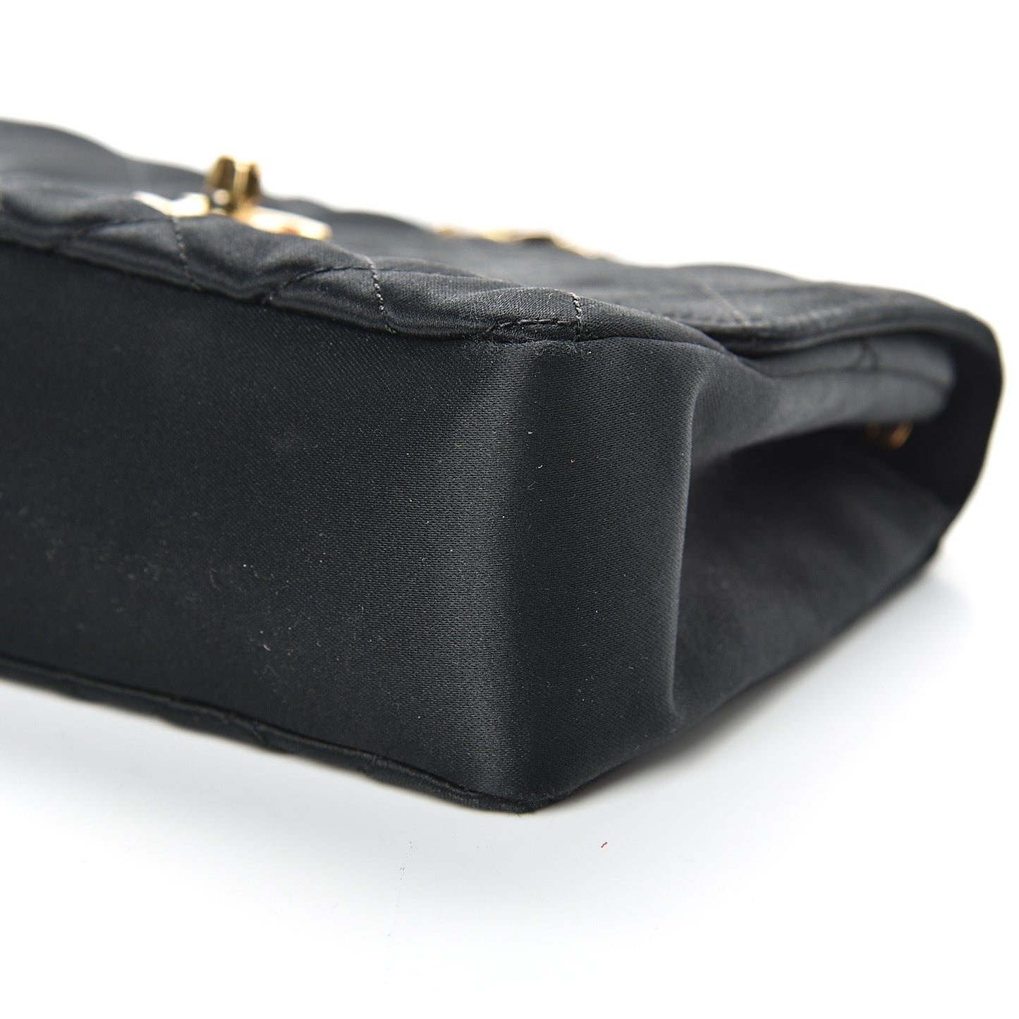 Satin Quilted Extra Mini Rectangular Flap Black