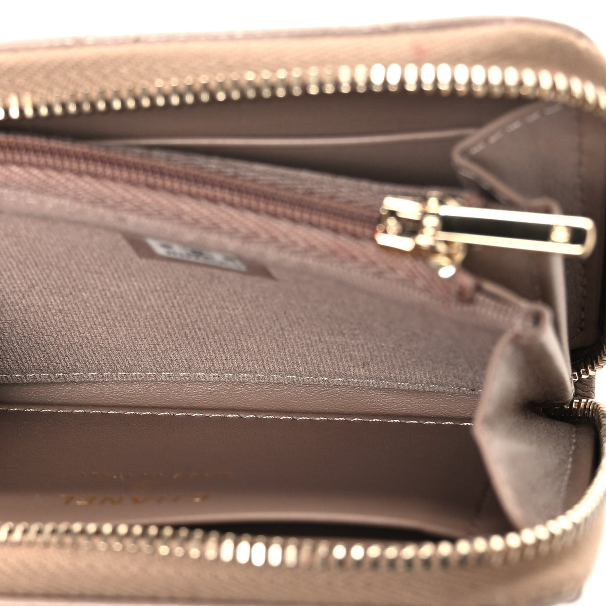 Chanel Caviar Quilted Small Zip Around Wallet Dark Beige 5 of 8