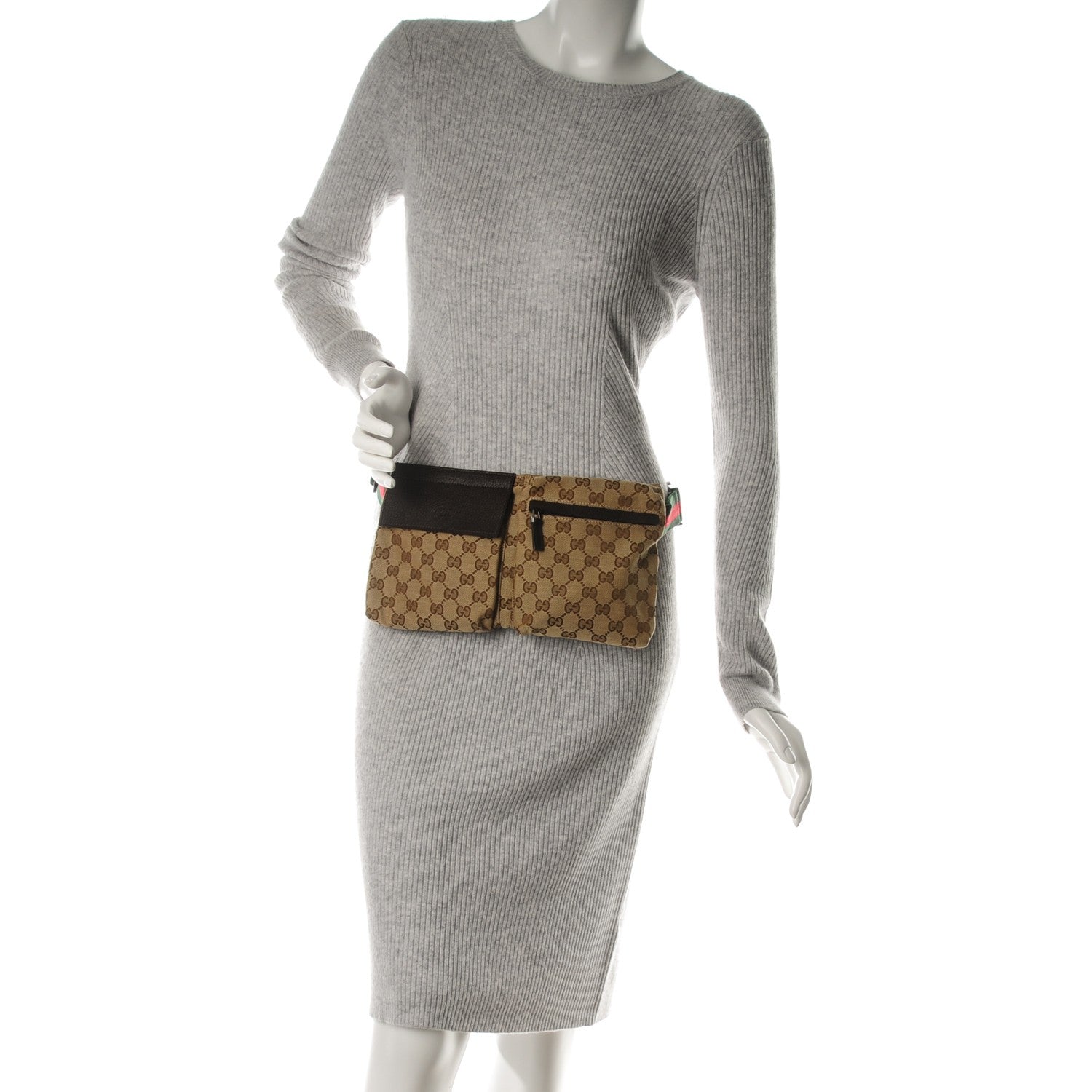 Gucci GG Monogram Double Pocket Belt Bag Dark Brown 2 of 7