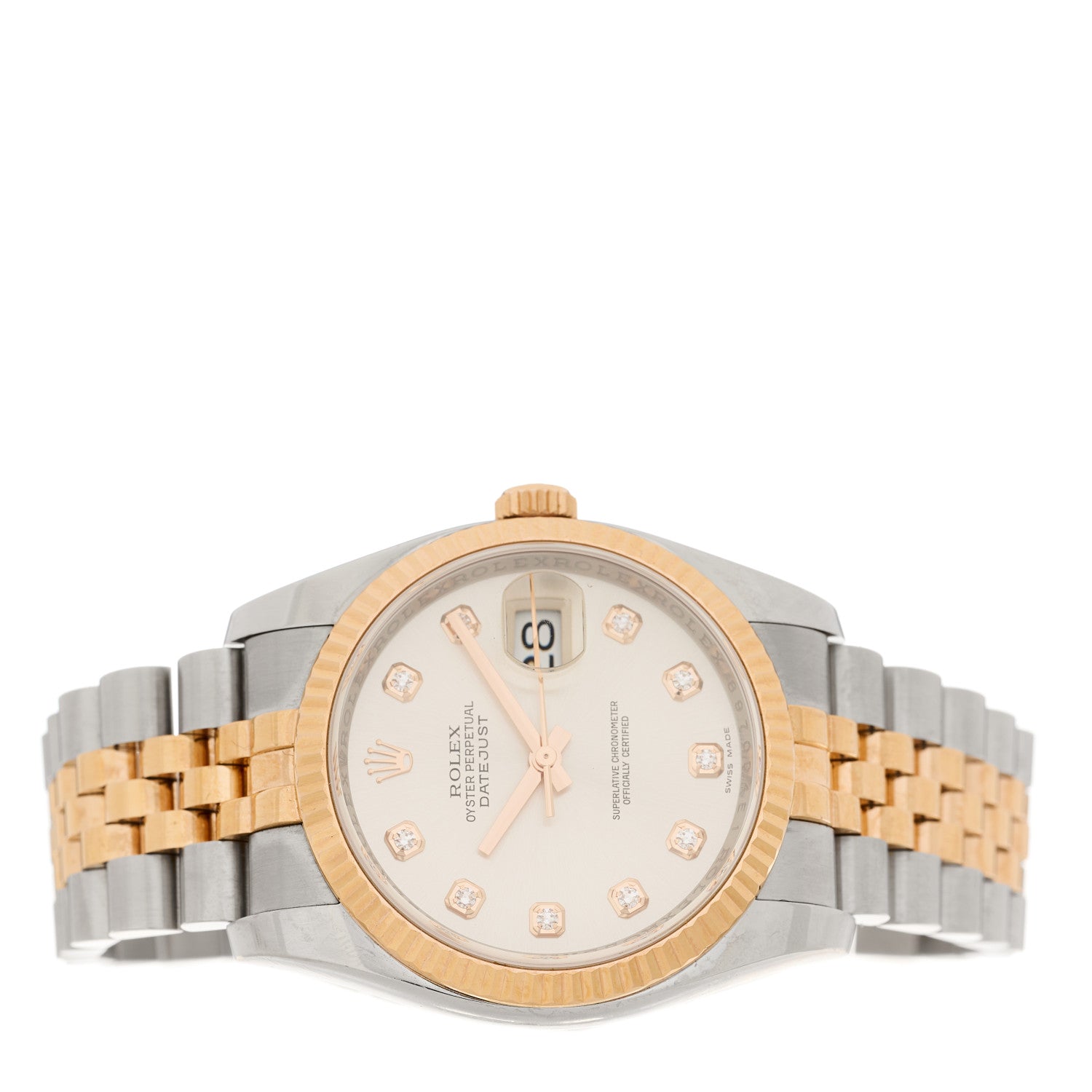 Rolex Stainless Steel 18K Everose Gold Diamond 36mm Oyster Perpetual Datejust Watch Silver 116231 2 of 5