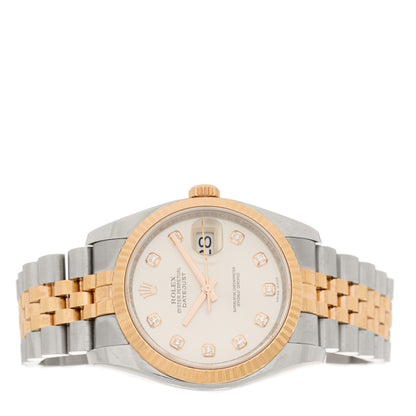Rolex Stainless Steel 18K Everose Gold Diamond 36mm Oyster Perpetual Datejust Watch Silver 116231 2 of 5