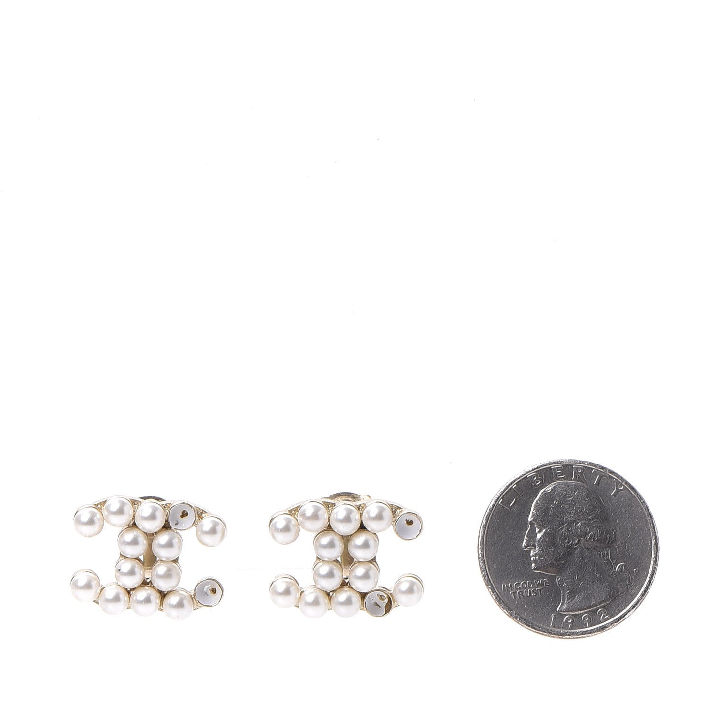 Pearl CC Clip On Earrings Gold