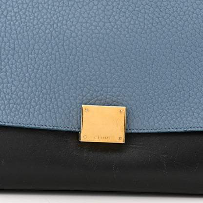 Celine Soft Grained Calfskin Nubuck Small Tri-Color Trapeze Black Blue Tan 8 of 17
