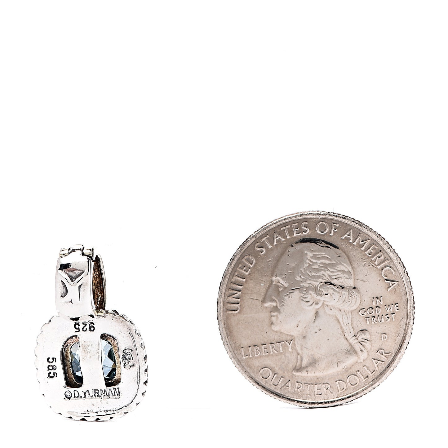 Sterling Silver 14K Yellow Gold Blue Topaz 7mm Albion Enhancer Pendant