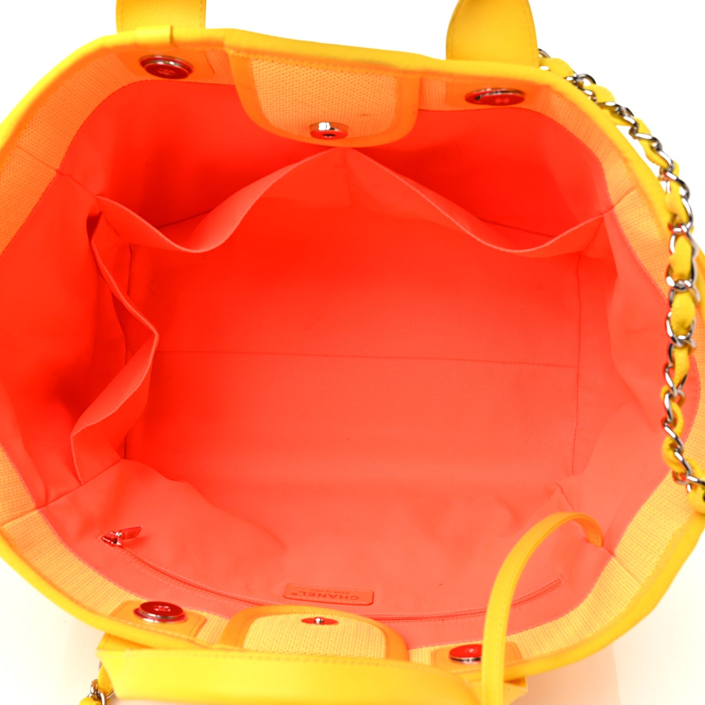 Mixed Fibers Calfskin Deauville Medium Tote Yellow Orange