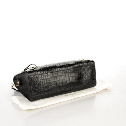Balenciaga Calfskin Crocodile Embossed Giant 12 Gold Hardware City Black 4 of 7