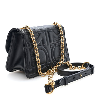 Salvatore Ferragamo Calfskin Quilted Gancini Mini Crossbody Flap Bag Black 3 of 9
