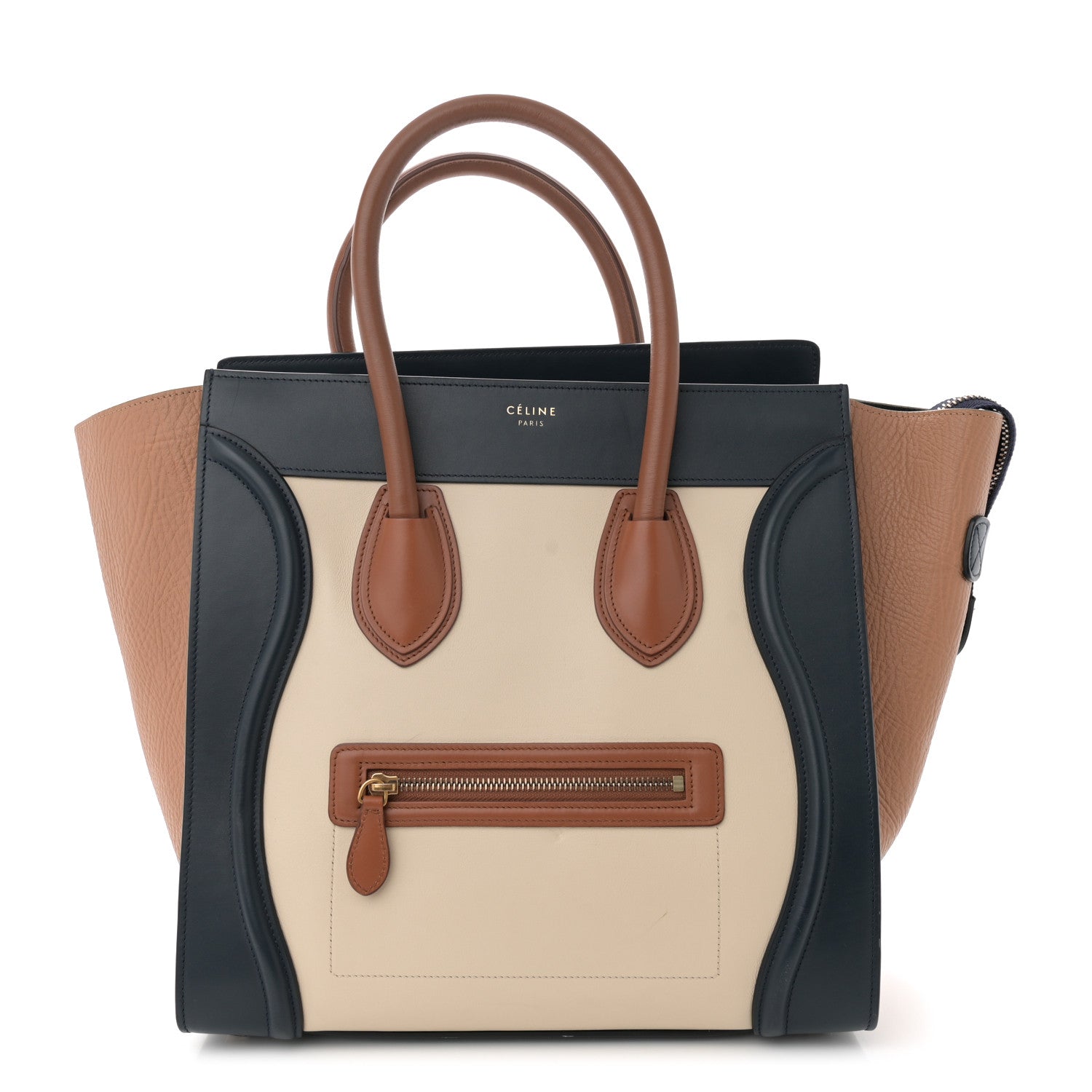 Celine Elephant Calfskin Mini Tri-Color Luggage Brown 1 of 12