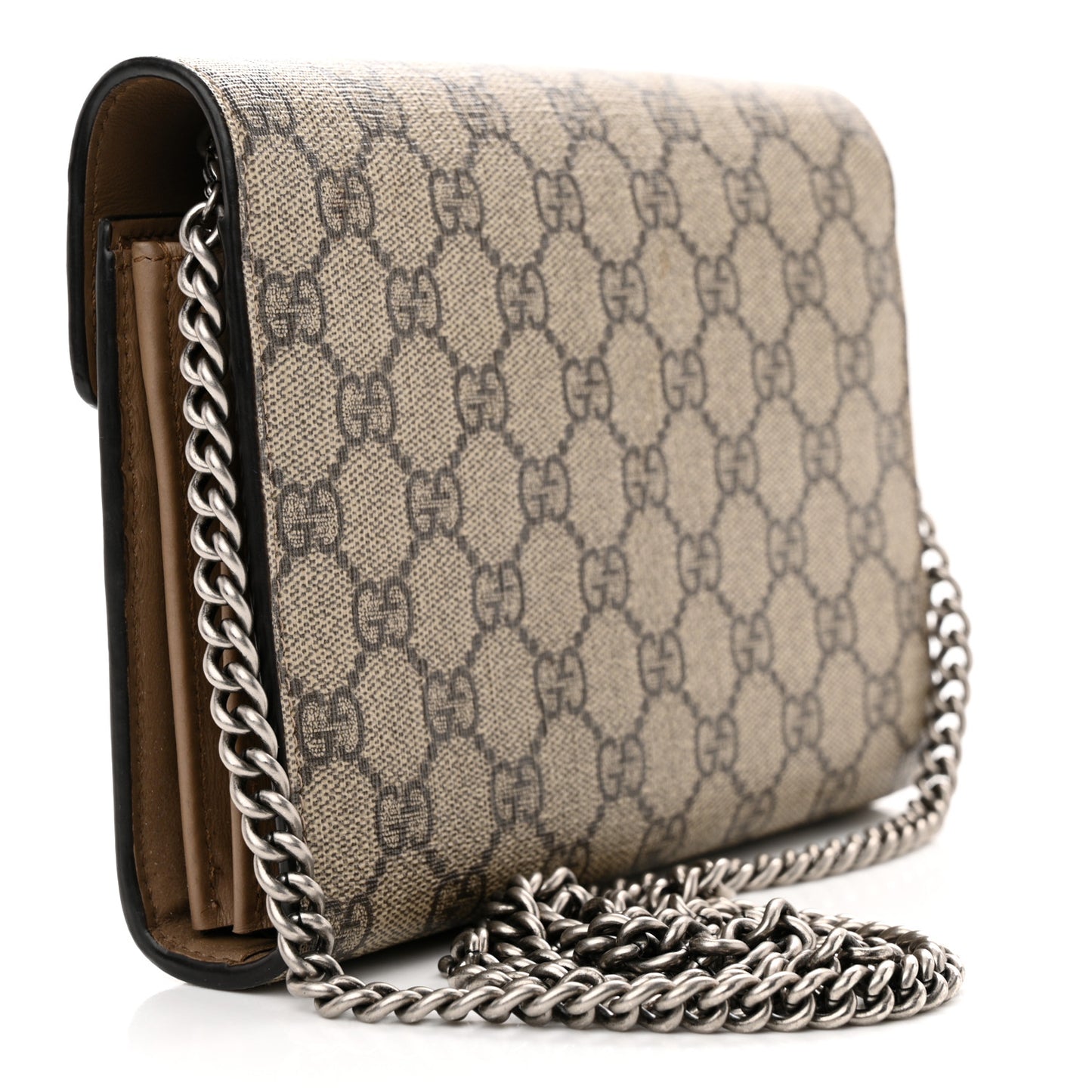 GG Supreme Monogram Mini Dionysus Chain Wallet Beige Taupe