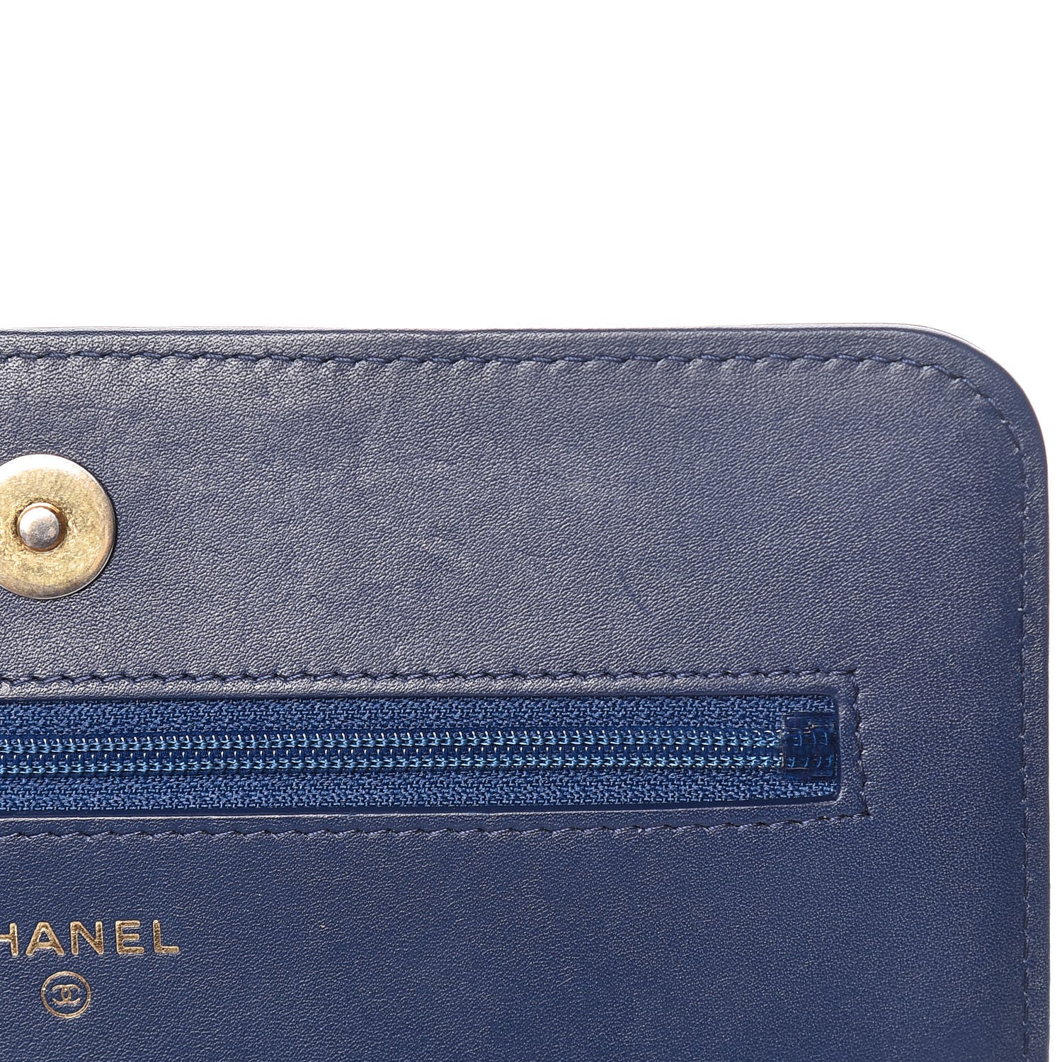 Chanel Lambskin Quilted Boy Wallet On Chain WOC Navy Blue 12 of 12