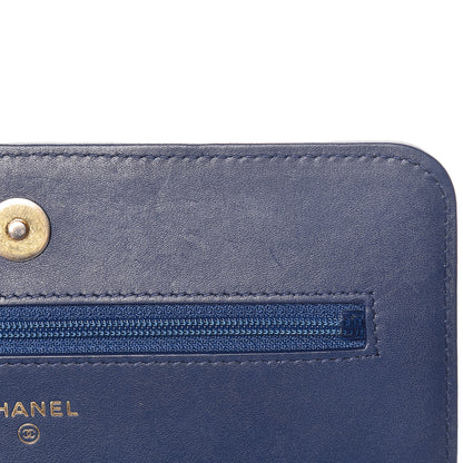 Chanel Lambskin Quilted Boy Wallet On Chain WOC Navy Blue 12 of 12
