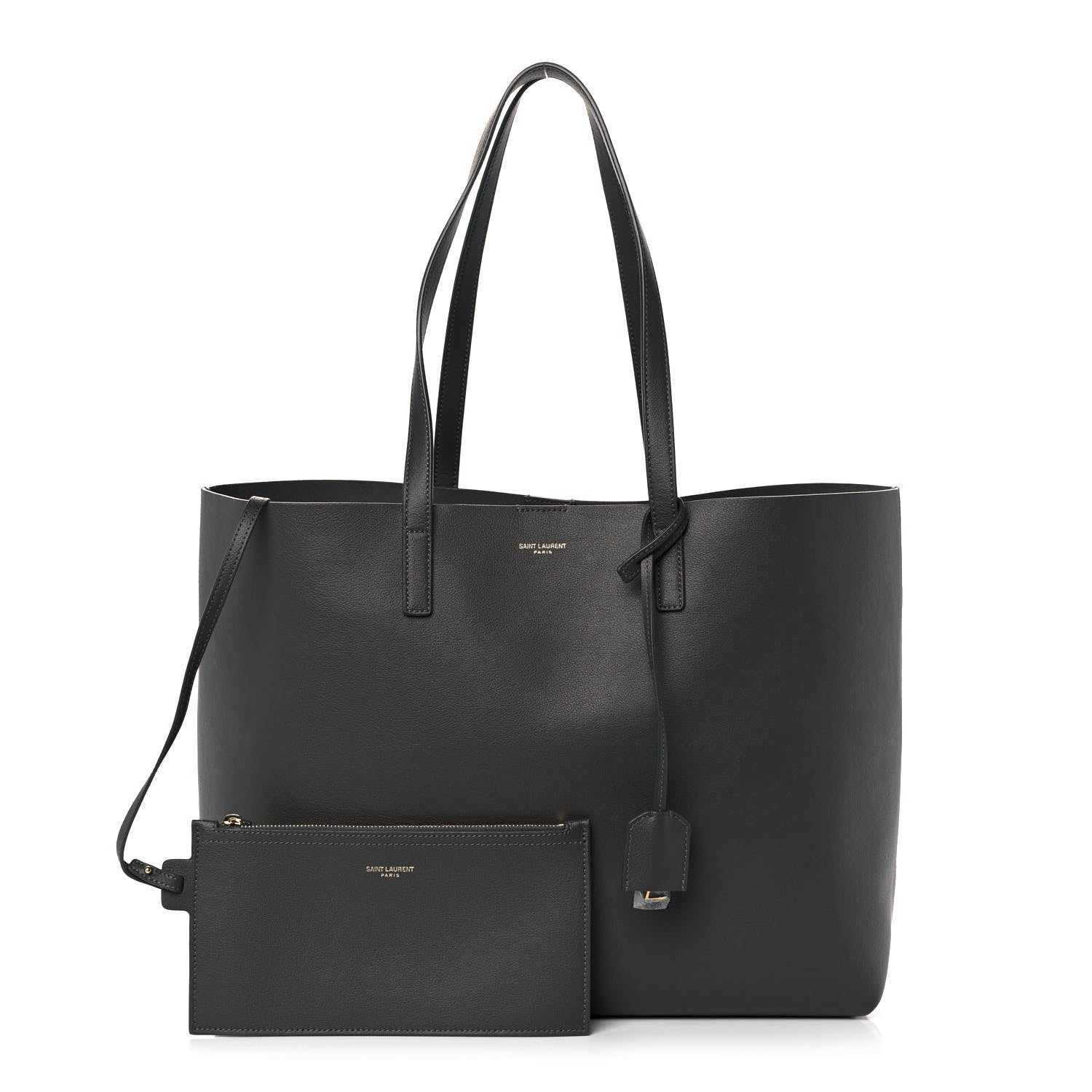 Saint Laurent Calfskin Large Shopping Tote Storm 1 of 12