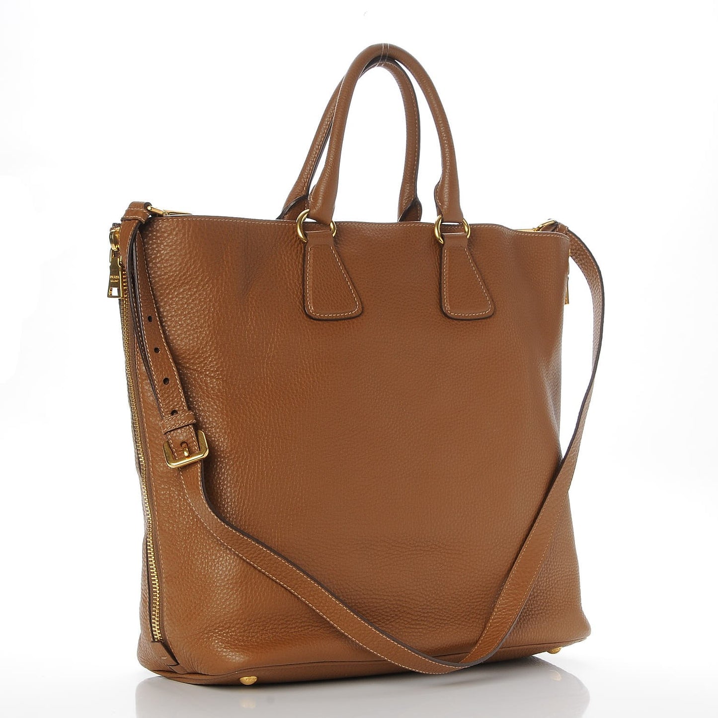 Vitello Daino Side Zip Tote Cannella