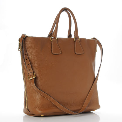 Prada Vitello Daino Side Zip Tote Cannella 4 of 10