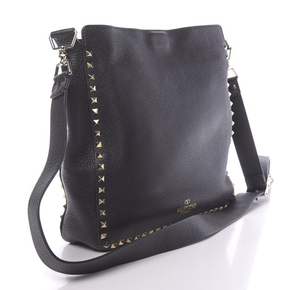 Valentino Garavani Pebbled Calfskin Large Rockstud Flip-Lock Messenger Bag Black 3 of 9