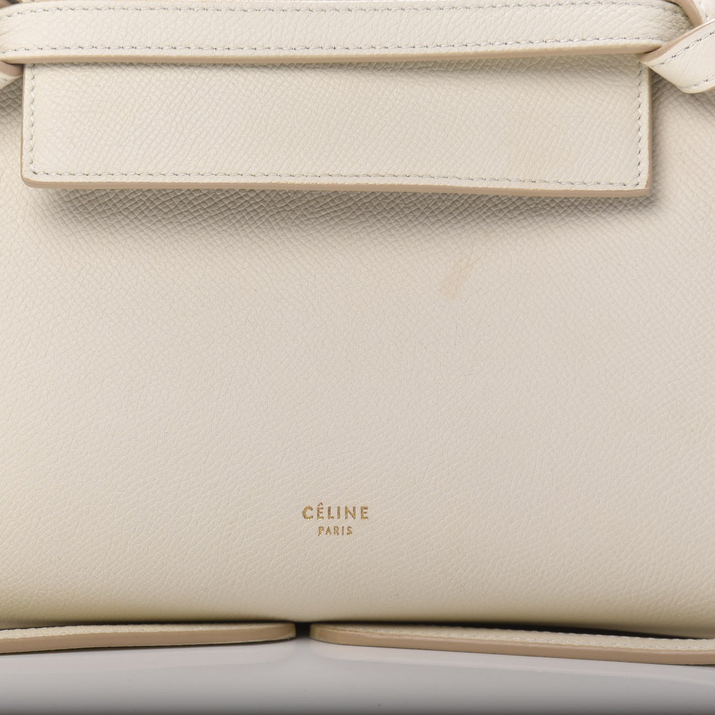 Grained Calfskin Micro Belt Bag White