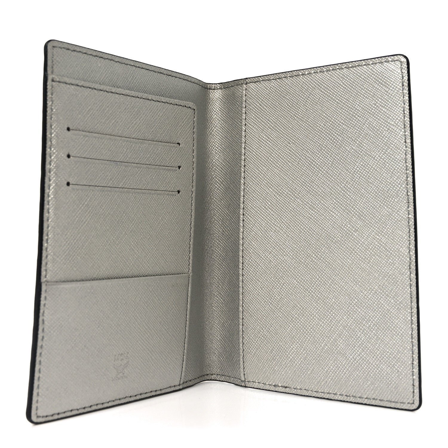 MCM Metallic Visetos Rabbit Passport Holder Silver 1874398