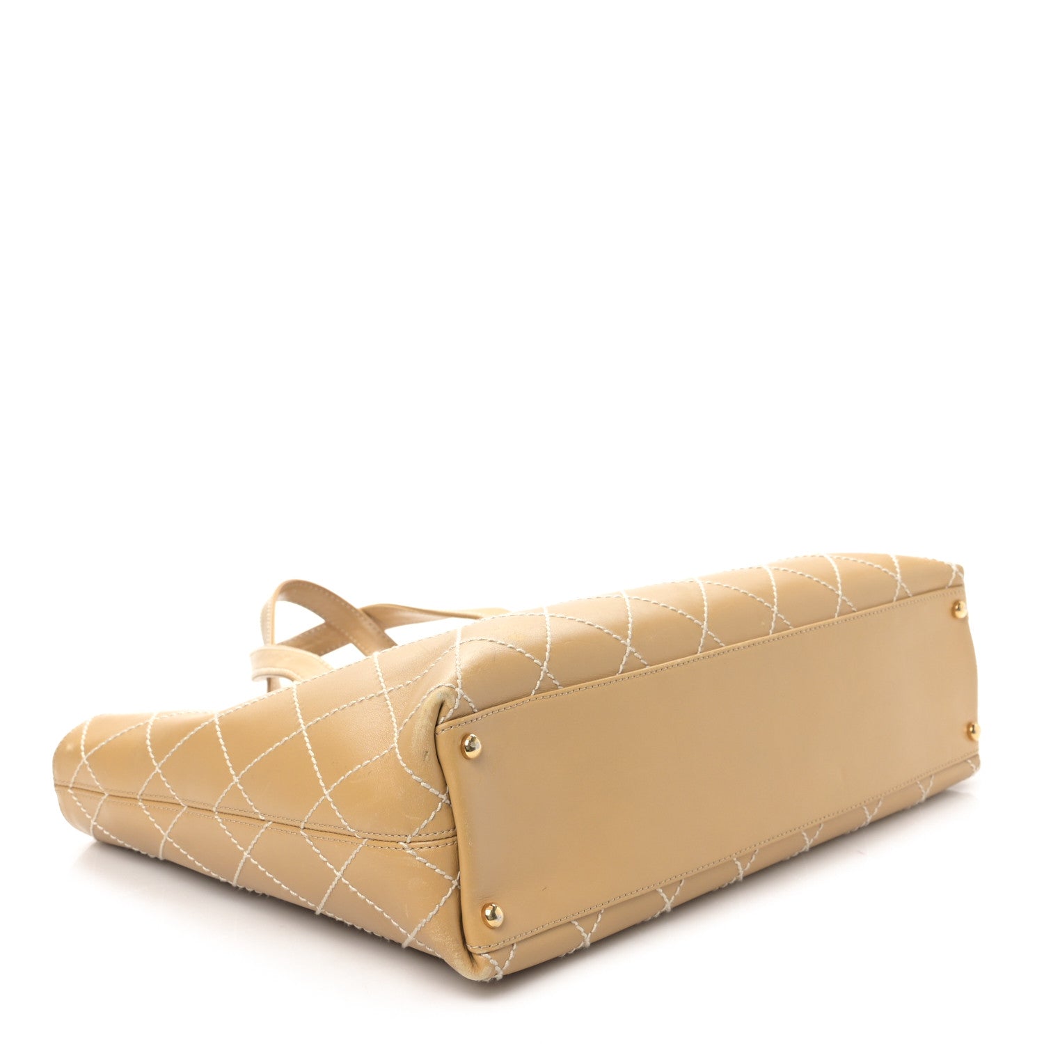 Chanel Calfskin Wild Stitch Large Tote Beige 4 of 9