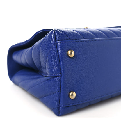Chanel Caviar Chevron Quilted Small Coco Handle Flap Blue 9 of 10