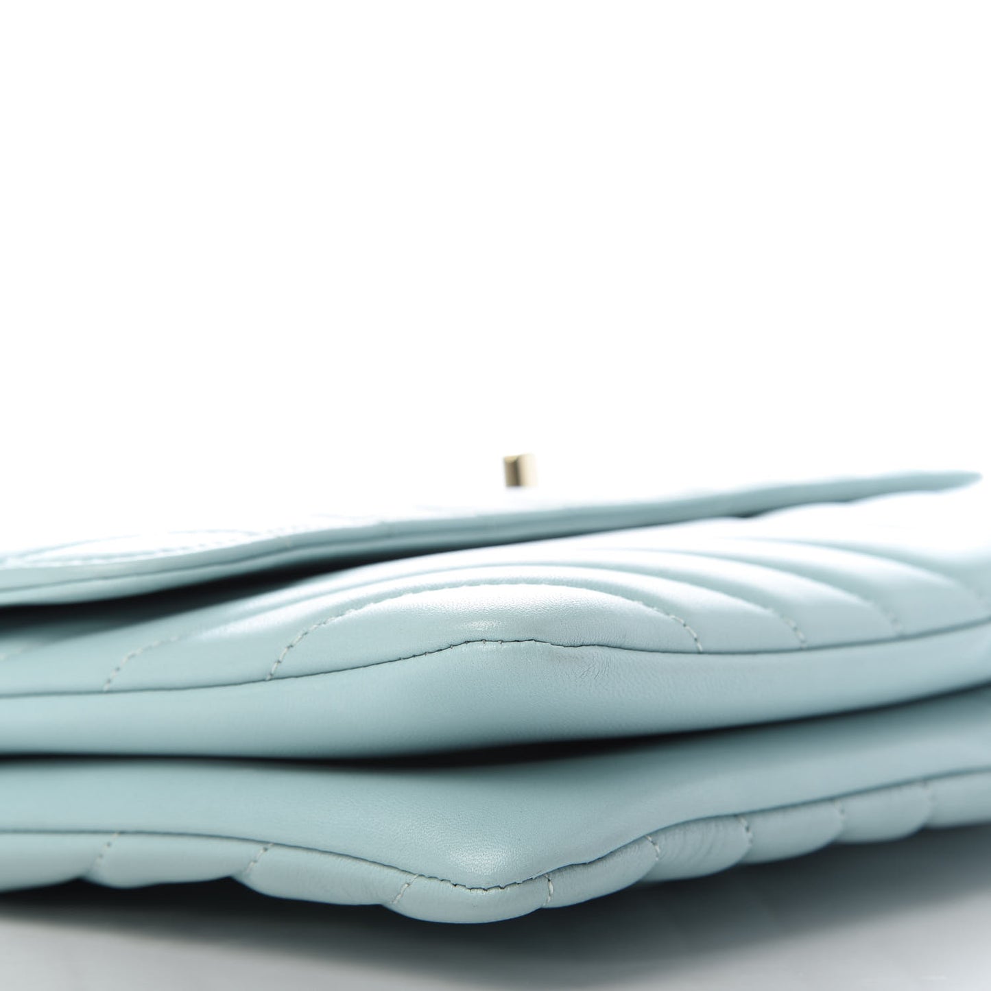 Lambskin Chevron Quilted Medium Trendy CC Flap Light Blue