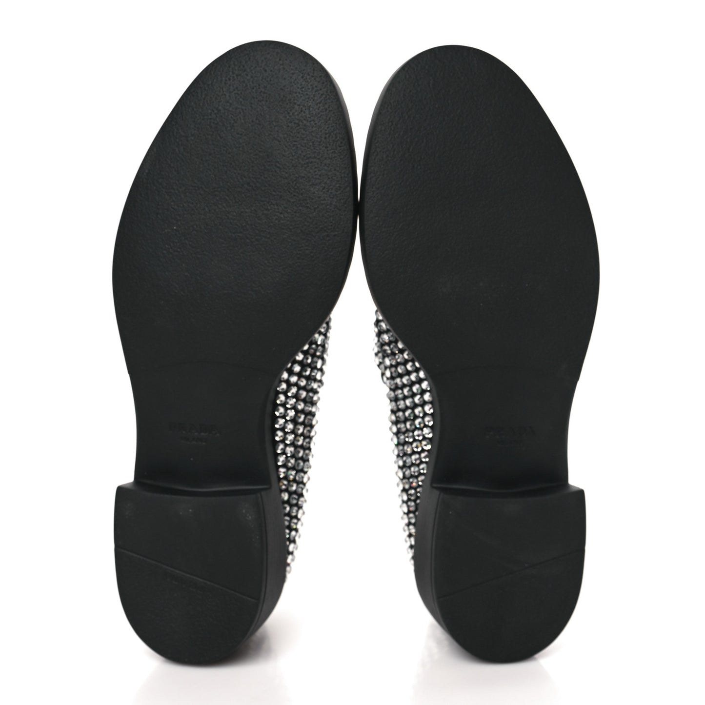 Satin Crystal Metal Triangle Logo 50mm Loafers 39.5 Cristal