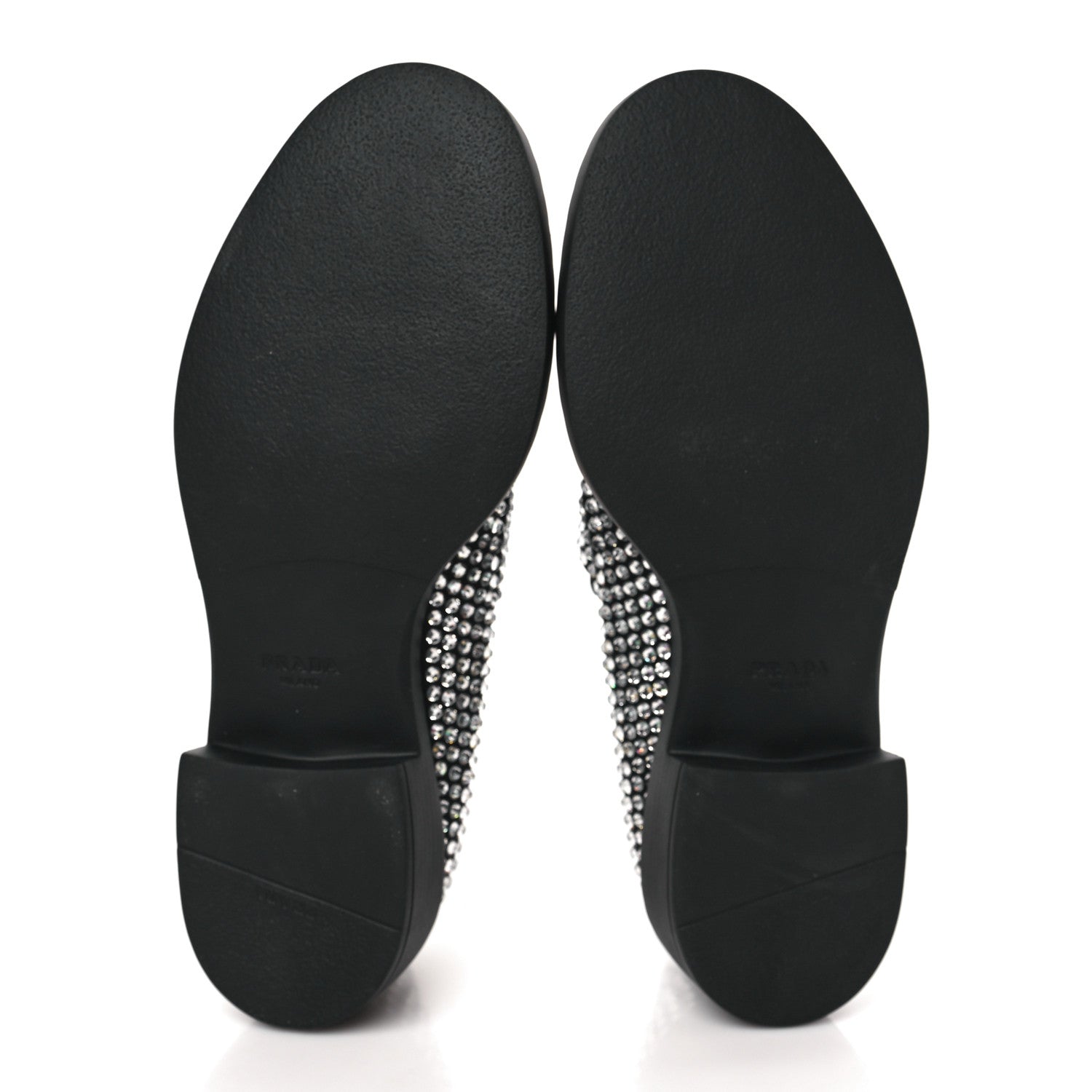 Prada Satin Crystal Metal Triangle Logo 50mm Loafers 39.5 Cristal 5 of 7